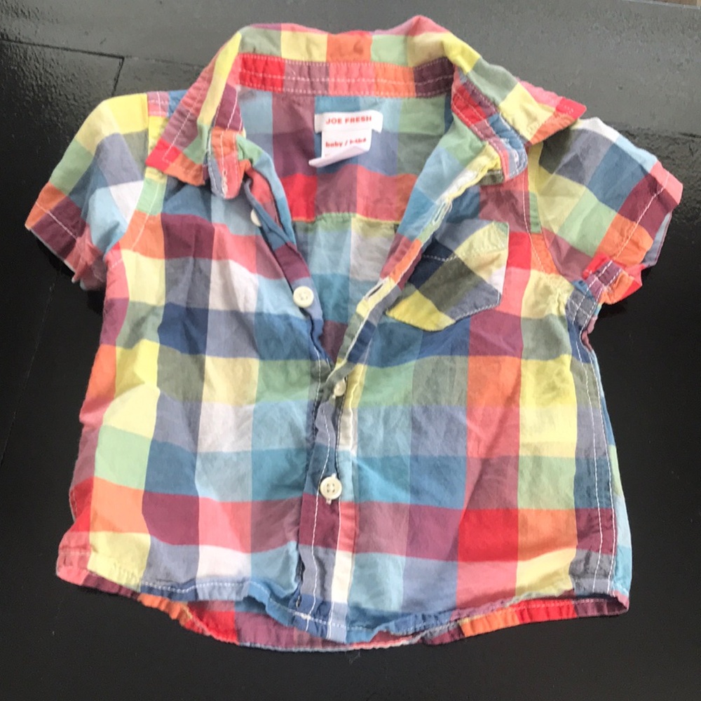 Joe Fresh Multicolor Plaid Short-Sleeve Button-Down Shirt - Bright Checks